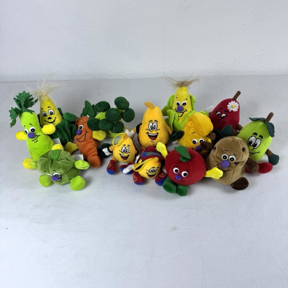 Lot Of 14 Vintage Fruit Veggies Plush Anthropomorphic 90s Toy Box Creations